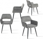 MEUBLE Hubane s&ouml;&ouml;gitooli komplekt, 4 tooli, k&ouml;&ouml;gitoolid, polsterdatud toolid, k&auml;etoega elutoatoolid, koordi iste, metall