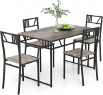 Giantex s&ouml;&ouml;gilaud 4 tooliga T&ouml;&ouml;stuslik stiilne s&ouml;&ouml;gilaud ja 4 tooli Vastupidav metallraamistik Ruumis&auml;&auml;stlik k&ouml;&ouml;k s&ouml;&ouml;gituba elutuba