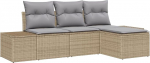 Rantry 4-teilige Garten-Sofa-Set mit Kissen Beige Poly Rattan Gartenlounge Model3347010