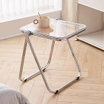 Kokkupandav kohvilaud L&auml;bipaistev k&uuml;ljelaud Diivan k&uuml;ljelaud Stackable Folding Chairs Portable Space Saving Office Chair Metal Seat Furniture Bar for Home