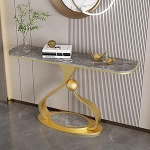 Schmaler Konsolentisch, industrieller Eingangstisch mit Metallrahmen, stilvoller Sofatisch f&uuml;r Wohnzimmer, Schlafzimmer und Flurdekoration (Gold, 100 cm)