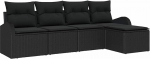 5-teiliges Garten Sofa Set mit Kissen Schwarz Poly Rattan Gartenlounge Model3346003
