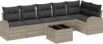 7-teiliges Garten Sofaset mit Kissen Grau Poly Rattan Gartenlounge Model3346072