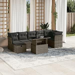 Garten-Sofagarnitur Ecksofa & Mittelsofa Set - Grau - PE-Rattan - 62x62x69 cm - f&uuml;r Terrasse und Innenhof Model3274670