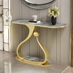 120-Zoll-Konsolentisch f&uuml;r den Eingangsbereich, Sofatisch hinter der Couch f&uuml;r Wohnzimmer/Flur/Foyer, Tischplatte aus Kunstmarmor (Schwarz 2)