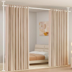 WELDUN Room Divider Screen Frame Curtain Poles, Freestanding Divider Screen without Curtain, Privacy Screen for Living Room, Bedroom or Office 227-312 cm (H), 71-178 cm (W), White