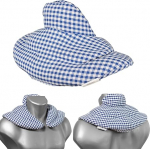 Kaelapadi p&uuml;stitatud kraega sinine/valge - Linaseemne padi - Kaelapadi soojuspadi - Kaelapadi, linaseemne, sinine/valge