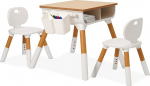 Siairo Children's Table with 2 Chairs, Height-Adjustable Children's Seating Set for Nursery, Desk Children with Storage Space and Children's Chair, Children's Table Chair Set, Dimensions: 55 x 55 x 40