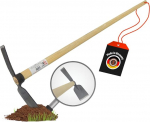 SHW-FIRE High-quality forged double hoe, wide and narrow blade, robust 135 cm ash wood handle, ideal for digging, transplanting and bed care, made in Germany