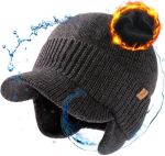 TOP-EX Unisex veekindel talvine 80% meriinovillast kootud m&uuml;ts visiiri ja k&otilde;rvaklappidega, soe fliisvooder, ideaalne k&uuml;lma ilmaga ja v&auml;lisspordiga.