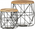 LVHUIDEH Round Coffee Table Set, Sofa Table, Set of 2, Table Set, Living Room Furniture, Table Combination for Living Room Balcony, 45 x 45 x 45 cm