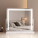 EMKE Hollywood Mirror with 3 Light Colours, Makeup Mirror with Lighting, 2-in-1 Table Mirror & Wall Mirror, Dressing Table Mirror, Adjustable Brightness with Memory Function, 60 x 52 cm (White)