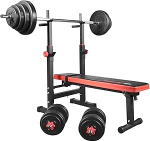 TrainHard&reg; Kaalupink Treeningpink Multifunktsionaalne / sertifitseeritud DIN j&auml;rgi / kuni 150 kg kaaluga Valmistatud hantlitest Barbell Curl Barbell (+ 50 kg hantli ja hantli)