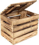 Creative Deco Wooden Box with Lid Vintage | 27 x 20 x 21 cm | Flamed Decorative Wooden Chest with Lid | Small Gifts Chest Wooden Box Box Perfect as Gift Box Wine Box Toy Box Storage Box