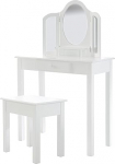roba Dressing Table for Children - Wooden Dressing Table with Stool - Cosmetic Table with Mirror and Drawer - Wood White