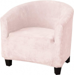 V-TIMMIX Velvet Club Chair Covers, 1 Piece, Soft Non-Slip Armchair Slipcover, High Stretchy Sofa Cover, Velvet Stylish Luxury Furniture Covers, Super Soft Couch Slipcover (Velvet, Light Pink, Club