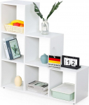 Floordirekt Carolina Bookcase, Tiered Shelf, White with 6 Compartments, Cube Shelf, 29 T x 97.5 W x 97.5 H cm, Room Divider for Children's Room, Living Room, Office and Bedroom
