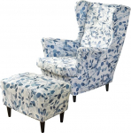 HAOYONG Stretch Wingback Chair Cover Set, Ottoman Slipcover, 2 Pieces, Wing Back Chair Slipcover and 2 Piece Rectangular Storage Stool Cover, Removable Armchair Sofa Covers for Living Room,