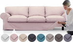 comfortly Ektorp 3 Seater Sofa Replacement Cover - Durable Slipcover, Pet and Dirt Resistant, Durable Nano Tech Fabric, Easy to Clean and Replace (Flamingo Colour)