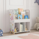 [en.casa] R&oslash;yrvik Children's Bookcase with 6 Open Compartments Toy Shelf 75 x 62 x 29 cm Toy Storage Ocean Motif
