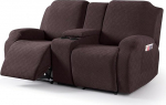 VANSOFY Diivan Slipcover for Recliner koos keskkonsooliga Stretch Diivan Slipcover for 2 Seater Jacquard Recliner Diivan Covers M&ouml;&ouml;bli kaitsja koos elastsete rihmadega allosas