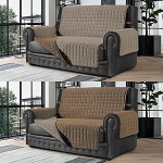 Banzaii 1-kohaline diivanikate plekikindel tepitud kahetooniline liivane/k&ouml;ie diivanikate 55-80cm istmele