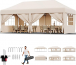 JUMMICO Gazebo 3 x 6 veekindel stabiilne talvekindel 6 k&uuml;lgseinaga, kokkupandav Gazebo k&otilde;rgus reguleeritav, peotelk Gazebo UV kaitse 50+, aed Gazebo kokkupandav telk aeda, &otilde;ue, Gazebo