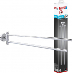 tesa SMOOZ vannitoa r&auml;tikuhoidja, 2-kandiline p&ouml;&ouml;rlev kroomitud hoidja - seinale paigaldamiseks ilma puurimata, sisaldab liimilahust - 50 mm x 82 mm x 455 mm