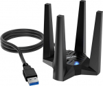 AX1800 USB WLAN pulk arvutile, WAVLINK WiFi 6 USB WLAN adapter PC, 1201Mbps 5GHz + 574Mbps 2.4G, WPA3 kr&uuml;pteerimine, sisseehitatud draiver, must, ainult Windows 10/11 jaoks