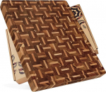 YOUSUNLONG End Grain Chopping Boards - 51 L x 41 W x 3,8 D cm - Butcher Block Sisseehitatud mahla sooned ja k&auml;epide - Tammega segatud akaatsiapuidust valmistatud l&otilde;ikelaud - Grillkauss, pliidilaud