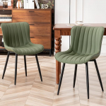 YOUTASTE S&ouml;&ouml;gitoolide komplekt, 2 tooli, s&ouml;&ouml;gitoa toolid, kunstnahast toolid, k&ouml;&ouml;gitoolid seljatoega, elutoa tool, polsterdatud tool, maksimaalne koormus 136 kg, toolid s&ouml;&ouml;gituppa, k&ouml;&ouml;ki, oliivroheline