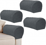 LINGXIYA Armrest Covers Set, Stretchy Armrest Covers toolidele / diivanitele, Soft Coral Fleece Armchair Slipcovers Diivan Tool Armrest Covers m&ouml;&ouml;bli kaitsja, 4 t&uuml;kki, tumehall