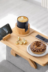 Sofa Armrest Tray Bamboo Large Couch Cup Holder Tray Sofa Armrest Portable Anti Spill Drink Snack Remote Control Holder