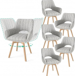 Komplekt 6 p&ouml;&ouml;rlevat s&ouml;&ouml;gitooli k&auml;etoega ja puidust jalgadega, 360&deg; p&ouml;&ouml;ramine, kaasaegsed polsterdatud toolid kangast seljatoega k&ouml;&ouml;ki, elutuppa, magamistuppa, heledasse kohvikusse