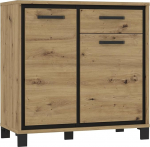Forte TRONDHEIM k&uuml;ljepaneel 1 sahtli ja 2 uksega, puitmaterjal, Artisan tamm / must tamm, B x K x S: 91,4 x 91,2 x 41,5 cm