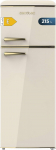 Cecotec Bolero CoolMarket 2D Origin 215 k&uuml;lmik, 2 ust, Retro, 215 L, beež, E, k&otilde;rgus 148,2 cm ja 55,2 cm laius, LED, kuldne k&auml;epide, klaasist riiulid, temperatuuri reguleerimine, beež