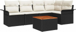 6-teiliges Garten Sofa Set mit Kissen Schwarz Poly Rattan Akazie Gartenlounge Model3347327