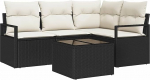 4-teiliges Garten Sofa Set mit Kissen Braun Poly Rattan, 2-Sitzer Garten Sofa mit Kissen Schwarz Poly Rattan Gartenlounge Model3346367