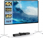 Projektori l&otilde;uendist projektsiooniekraan ja stend 120-tolline kaasaskantav v&auml;ljas 16:9 4K HD filmi projektsiooniekraan koos kandekotiga kodukino filmi&otilde;htu peo jaoks Kokkupandav kortsuvastane (120-tolline)