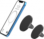 TechMatte MagGrip auto mobiiltelefoni hoidik, m&otilde;eldud iPhone 16/15/14/13/12 seeria MagSafe, magnetiline ventilatsiooni autohoidik, &uuml;hildub iPhone 16/15/14/13/12 Mini Pro Max pakendiga 2 tk