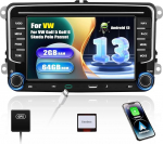 SIXWIN 2+64G Android 13 autoraadio VW Golf 5 Golf 6 Skoda Polo Passat Tiguan Touran koos Carplay/Android Car/Mirrorlink, 7-tolline mahtuvuslik puuteekraan WiFi GPS FM/RDS Bluetoothiga