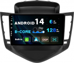 SXAUTO - 6G + 128G - Android 14 IPS autoraadio Chevrolet Cruze (2009-2014) jaoks - Sisseehitatud Carplay/Android Car/DSP - LED-kaamera + MIC - DAB roolijuhtimispult kiire boot 360-CAM WiFi AHD - 2 DIN 9