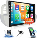 CAMECHO 2+64G 9-tolline autoraadio HD puuteekraaniga Fiat 500 2007-2015, Android 13 Wireless Carplay Android auto Bluetooth raadio GPS navigatsiooniga WiFi Mirror Link FM/RDS + tagurduskaamera Canbus