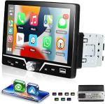 Carplay Android auto 1 Din autoraadio, Motorsi 7-tolline puuteekraaniga Single DIN autostereo, toetab Bluetooth 5.0 MirrorLink FM raadio EQ USB & Type-C h&auml;&auml;ljuhtimine MP5 m&auml;ngija + tagurduskaamera