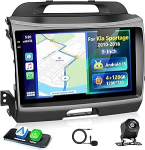 4+128G autoraadio Kia Sportage 2010-2016 juhtmeta Carplay/Android auto, 9-tolline Android puuteekraaniga GPS navigatsioon/WiFi/USB/FM/RDS/SWC/Canbus/Bluetooth/EQ+AHD kaamera + mikrofon