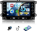 6+128G CAMECHO 7-tolline Android 15 Android Autoradio VW Golf 5 6 Polo Caddy Touran Passat Sagita Magotanile koos Navi, Wireless Carplay, Bluetooth autoradio FM/RDS WiFi Mirror Link + tagurdamine