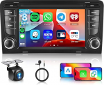 6G+128G 8-tuumaline Android autoraadio Audi A3 2003-2012 / S3 2006-2012 / RS3 2011-2012 traadita Carplay Android autoga, Hodozzy 7-tolline puuteekraan Bluetooth navigatsiooniga WiFi FM / RDS raadioga
