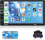 NHOPEEW Double DIN autoraadio Bluetooth ja tagurduskaameraga, 7-tolline puuteekraaniga autoraadio tugi AUX/USB/TF-kaart/peeglilink/juhtimisratta juhtimine