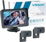 VSG 24 5-tolline HD 2 kaamera komplekt traadita tagurduss&uuml;steem Premium ONE autodele, auto komplekt traadita, sealhulgas tagurduskaamera + monitor, lihtne tagantj&auml;rele paigaldada 12V-24V, numbrim&auml;rgikaamera digitaalne, auto tagumine osa