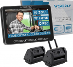 VSG 24 10-tolline Element HD XL | 2 kaamerat juhtmevaba tagurduss&uuml;steemi akumagnet matkaauto ja veoauto jaoks, auto komplekt, mis sisaldab tagurduskaamerat + monitori, DIY Retrofit 12V-24V, digitaalne kaamera,
